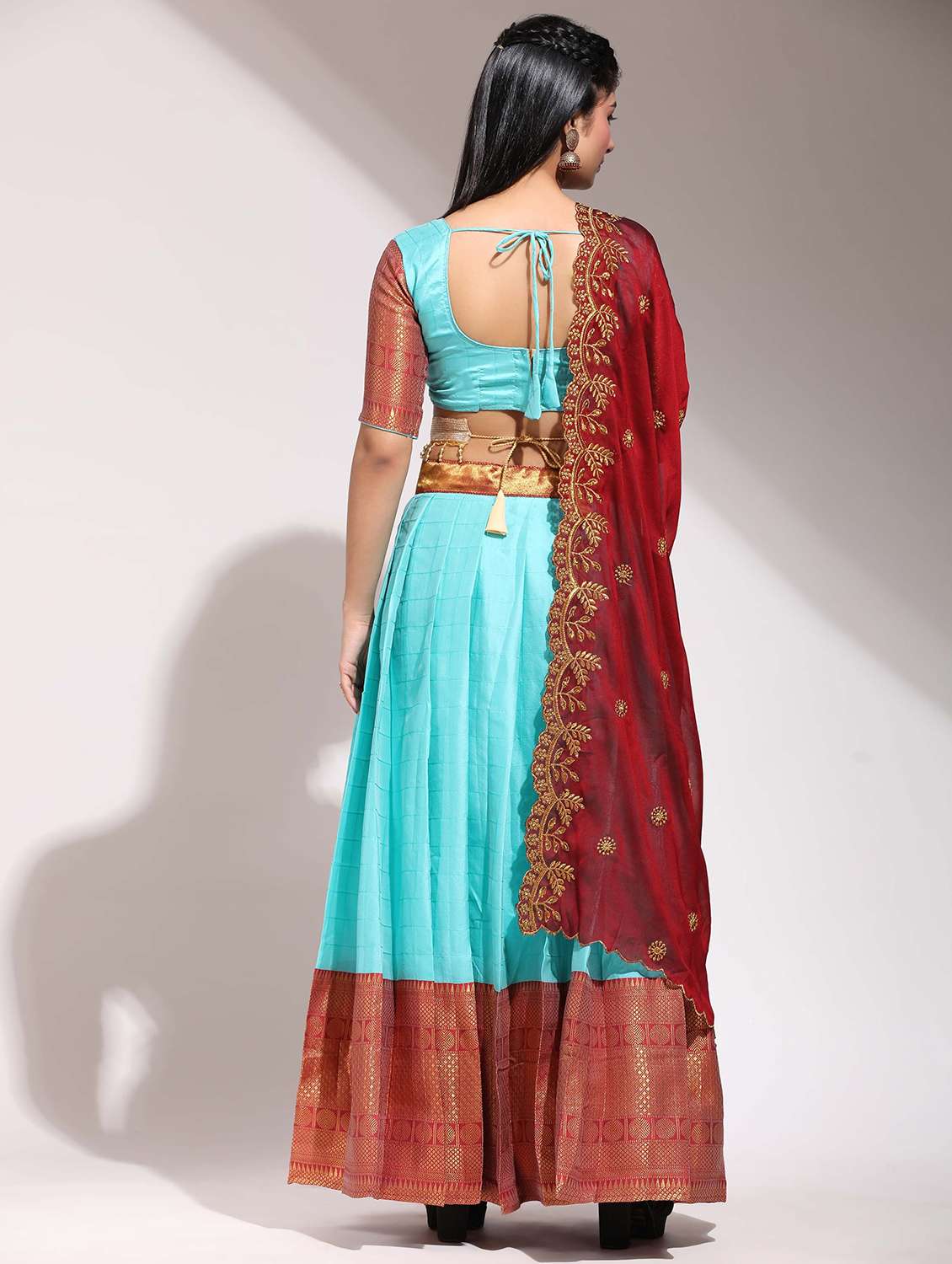 women self design south indian style unstitched lehenga choli - 22240888 -  Standard Image - 1