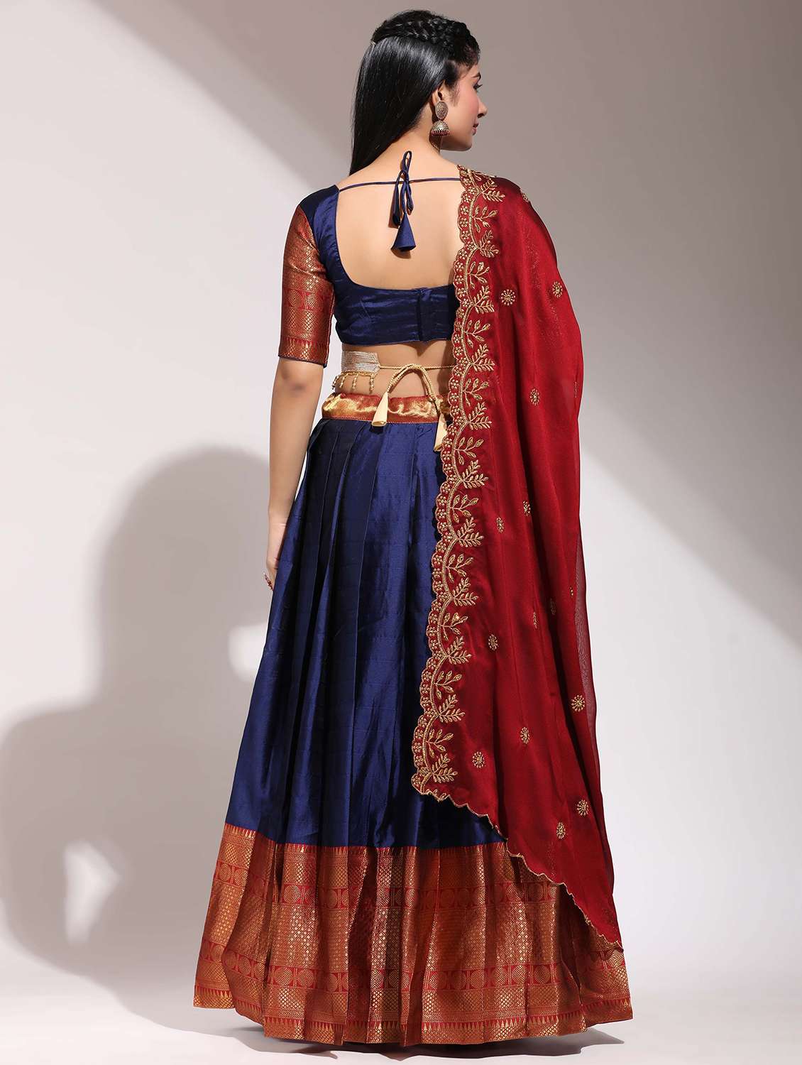 women self design south indian style unstitched lehenga choli - 22240892 -  Standard Image - 1