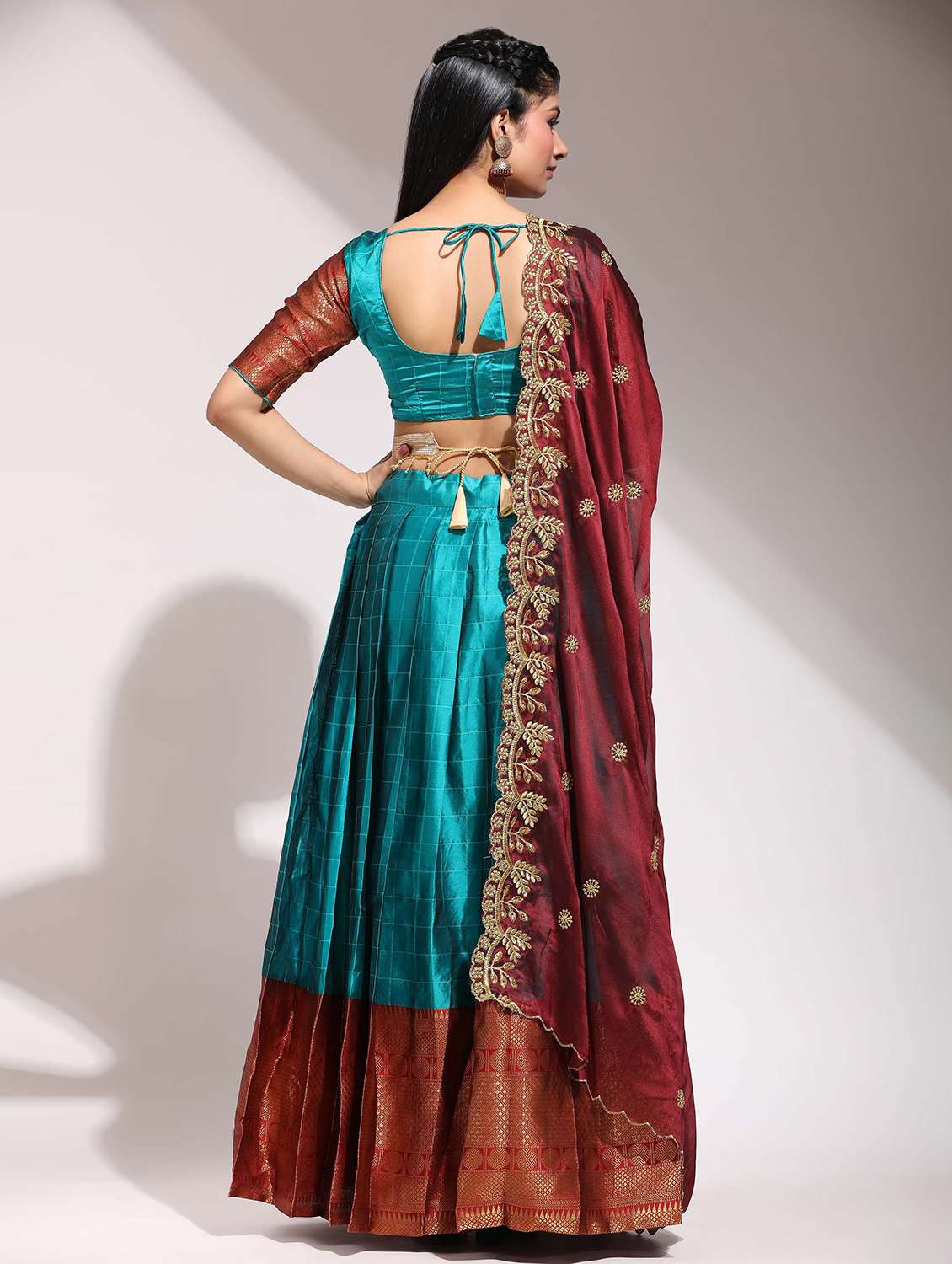 women self design south indian style unstitched lehenga choli - 22240894 -  Standard Image - 1