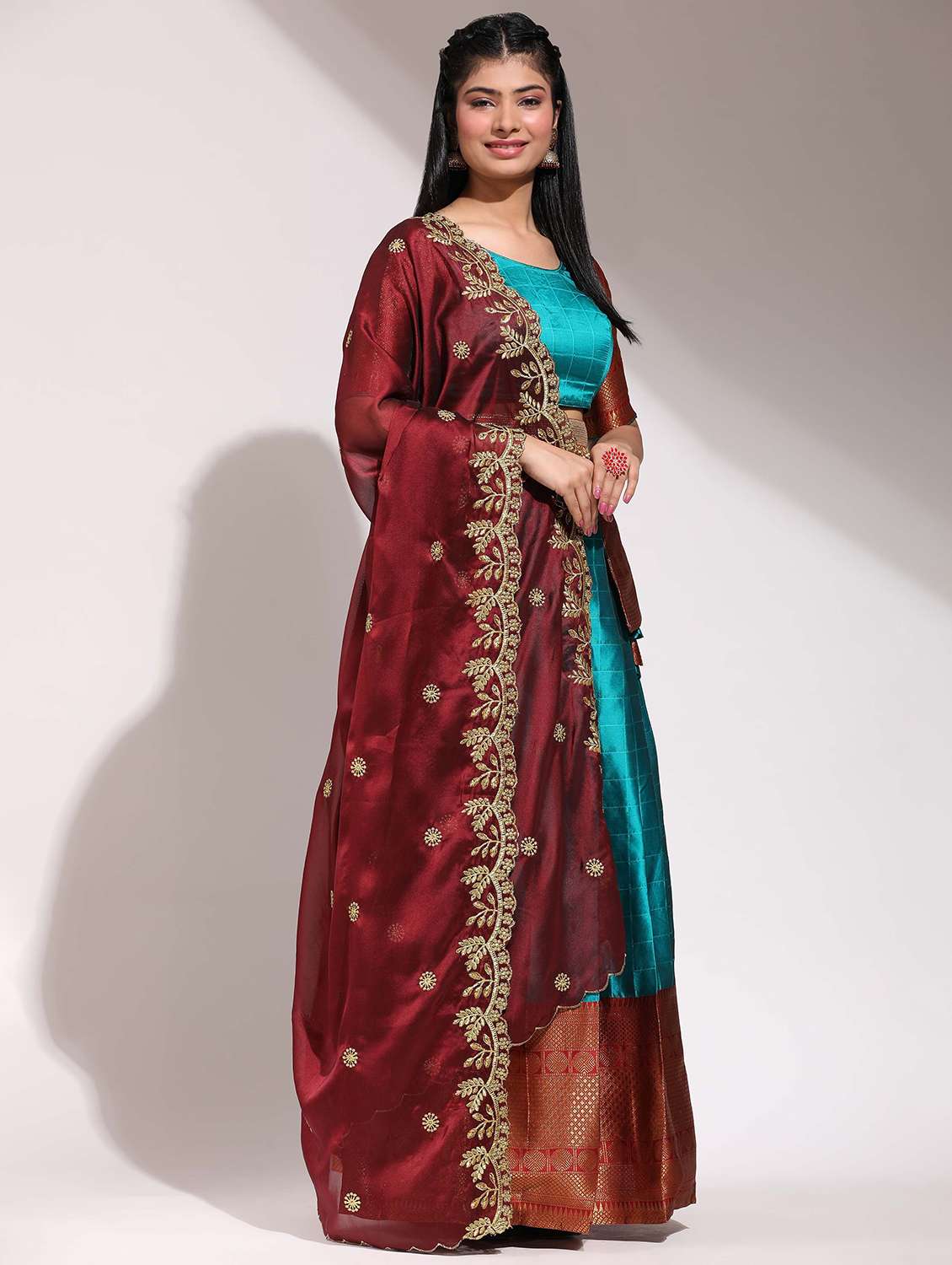 women self design south indian style unstitched lehenga choli - 22240895 -  Standard Image - 1