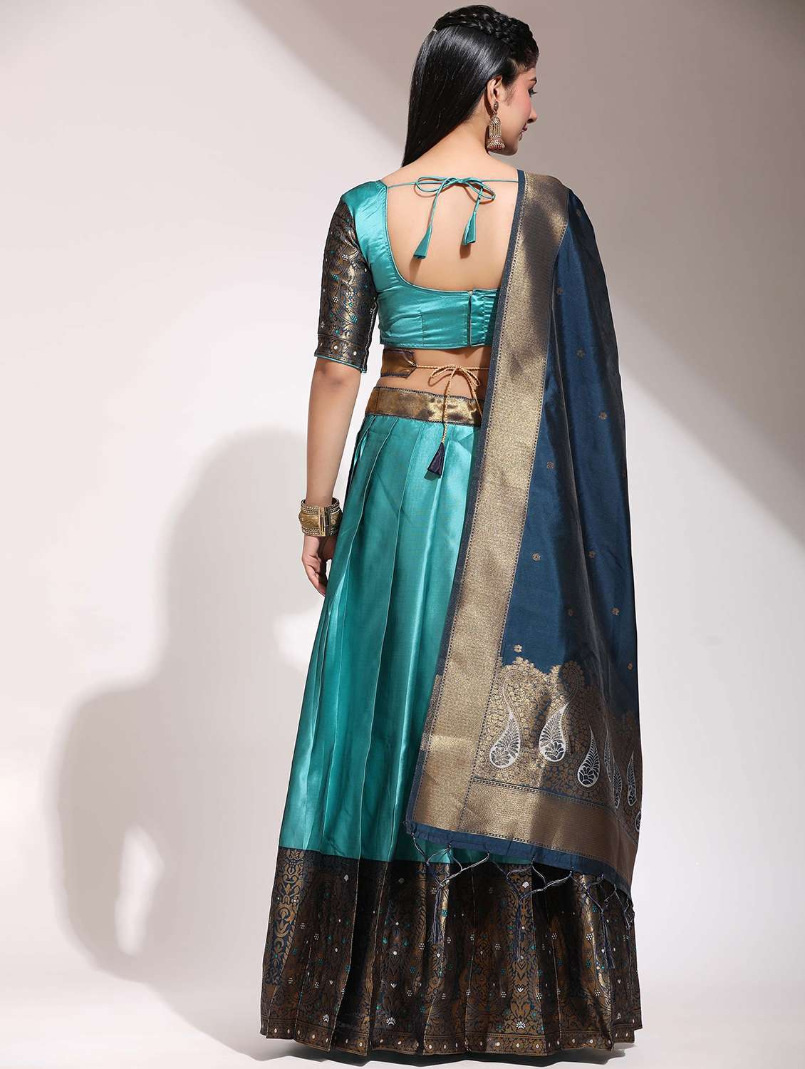 women self design south indian style unstitched lehenga choli - 22240897 -  Standard Image - 1