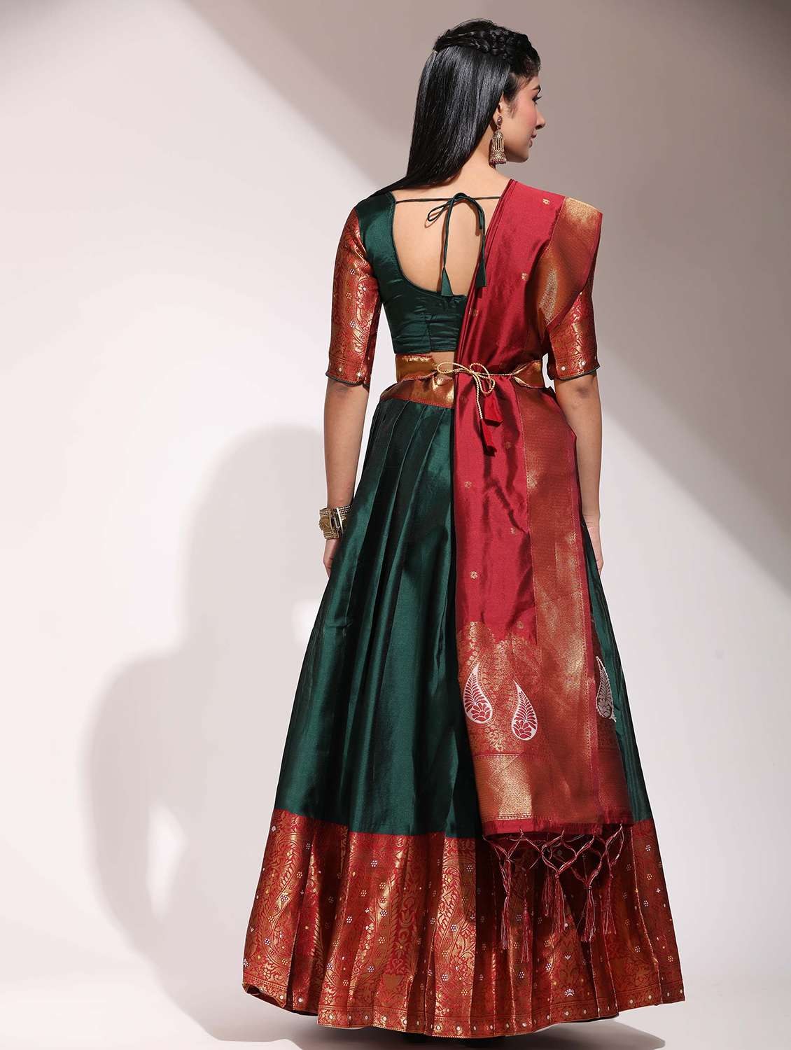 women self design south indian style unstitched lehenga choli - 22240899 -  Standard Image - 1