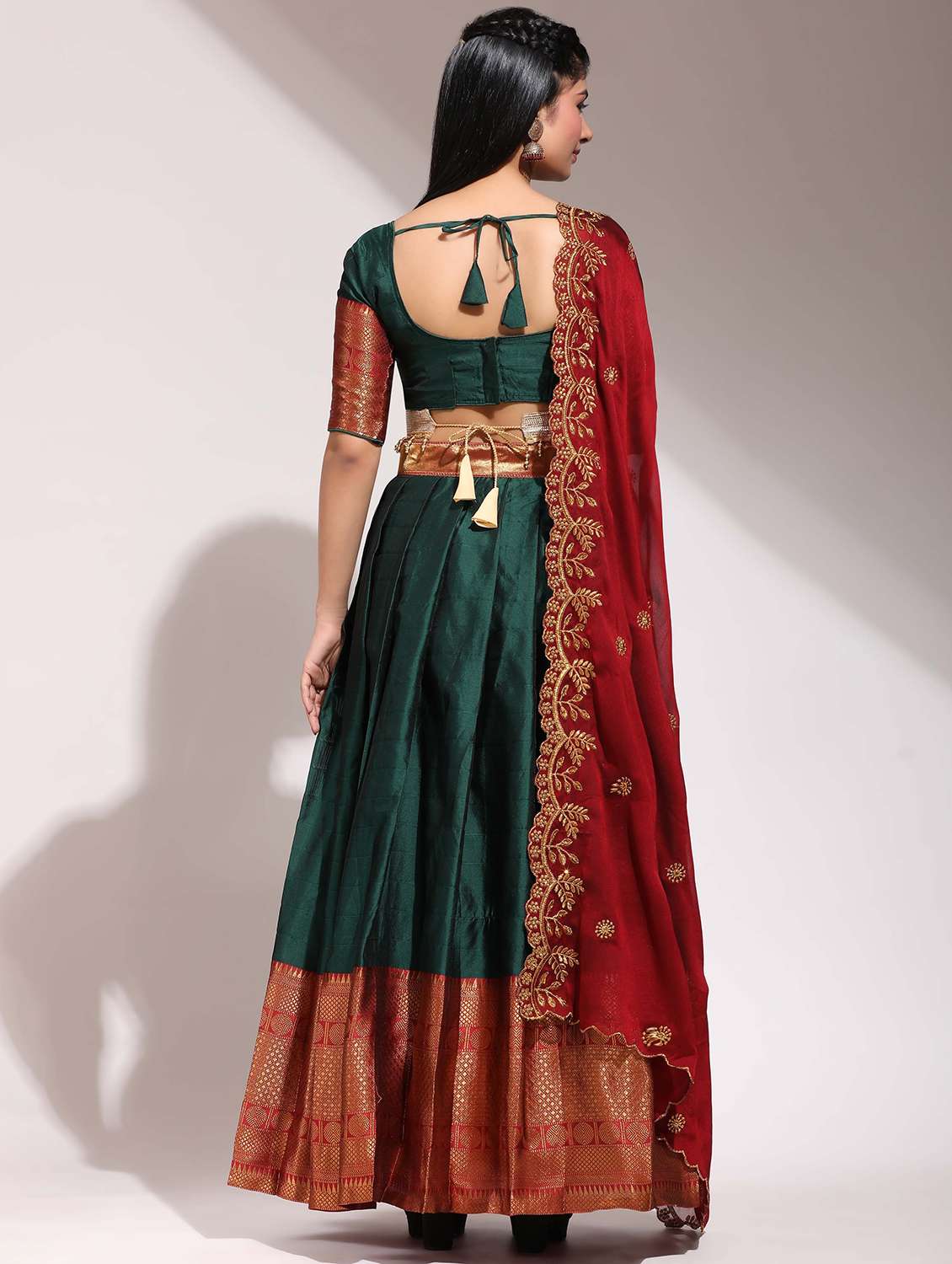 women self design south indian style unstitched lehenga choli - 22240901 -  Standard Image - 1