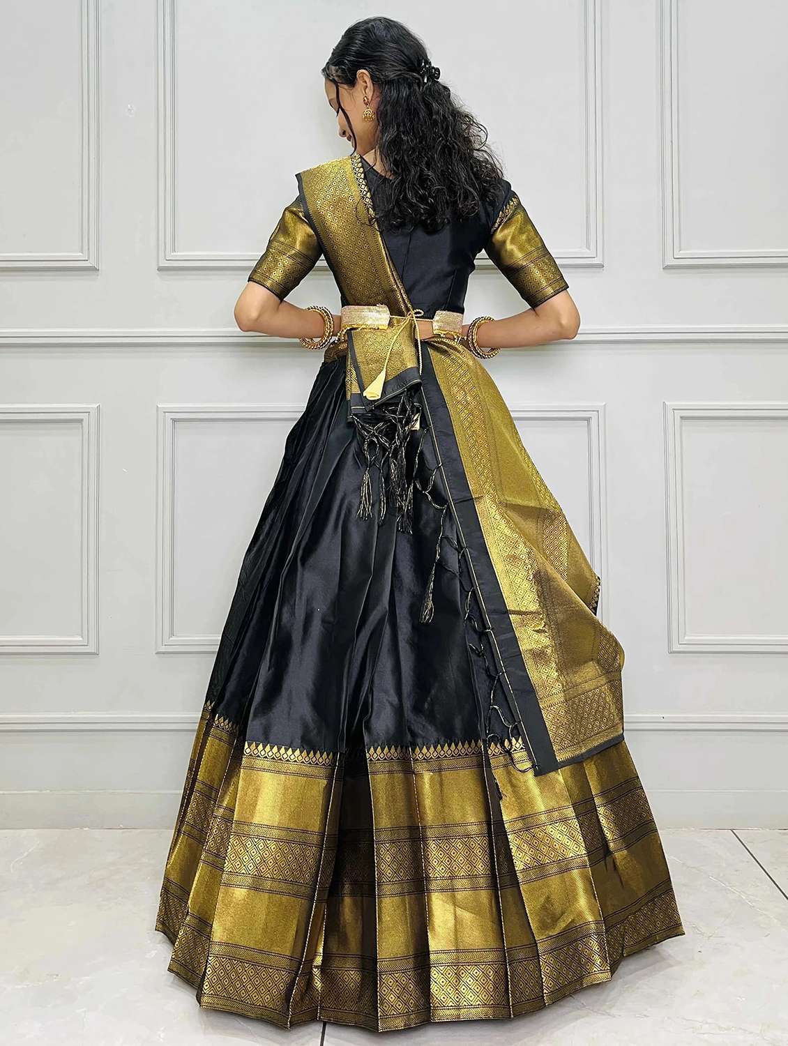 women self design south indian style unstitched lehenga choli - 22240908 -  Standard Image - 1