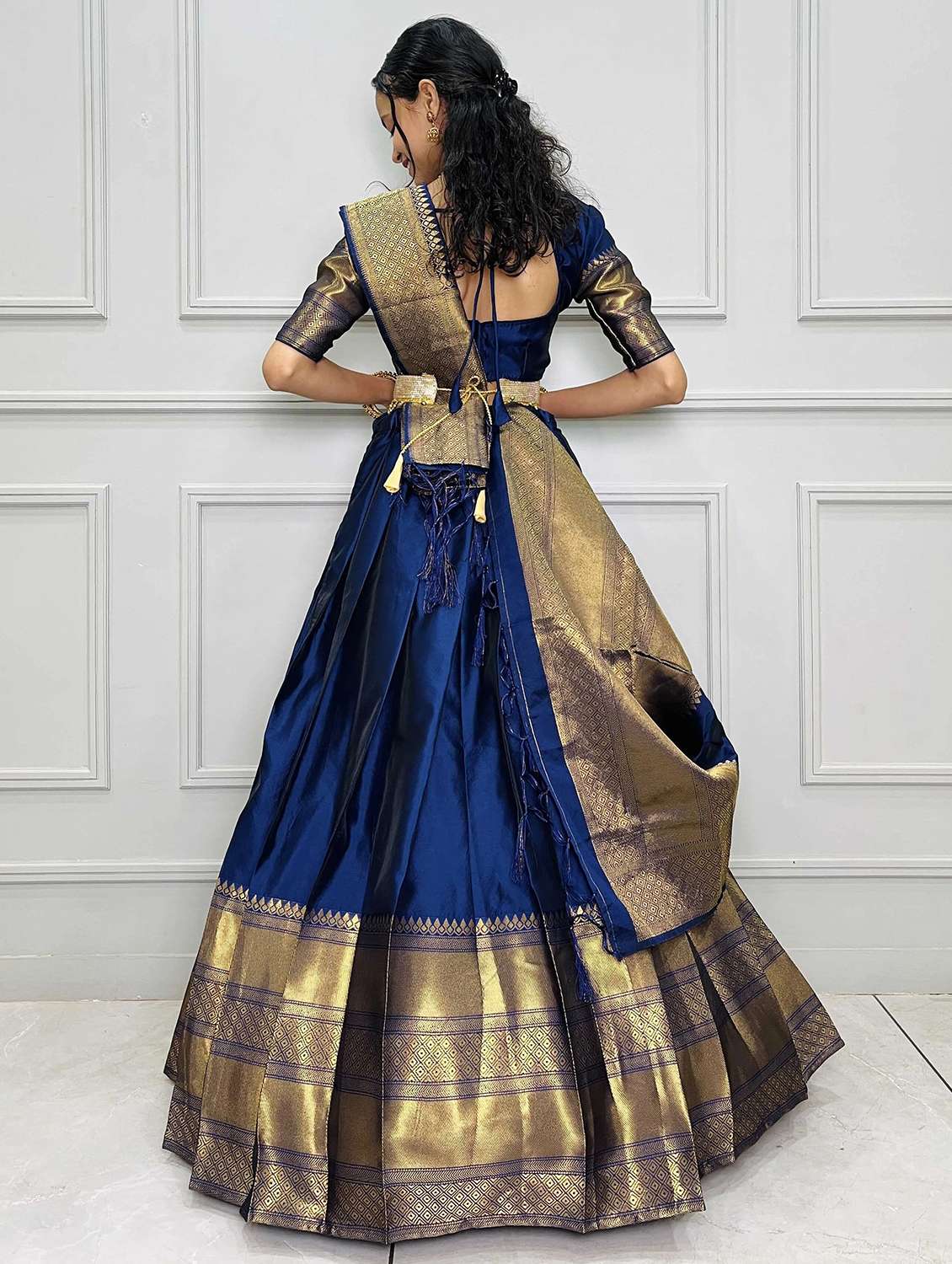 women self design south indian style unstitched lehenga choli - 22240910 -  Standard Image - 1