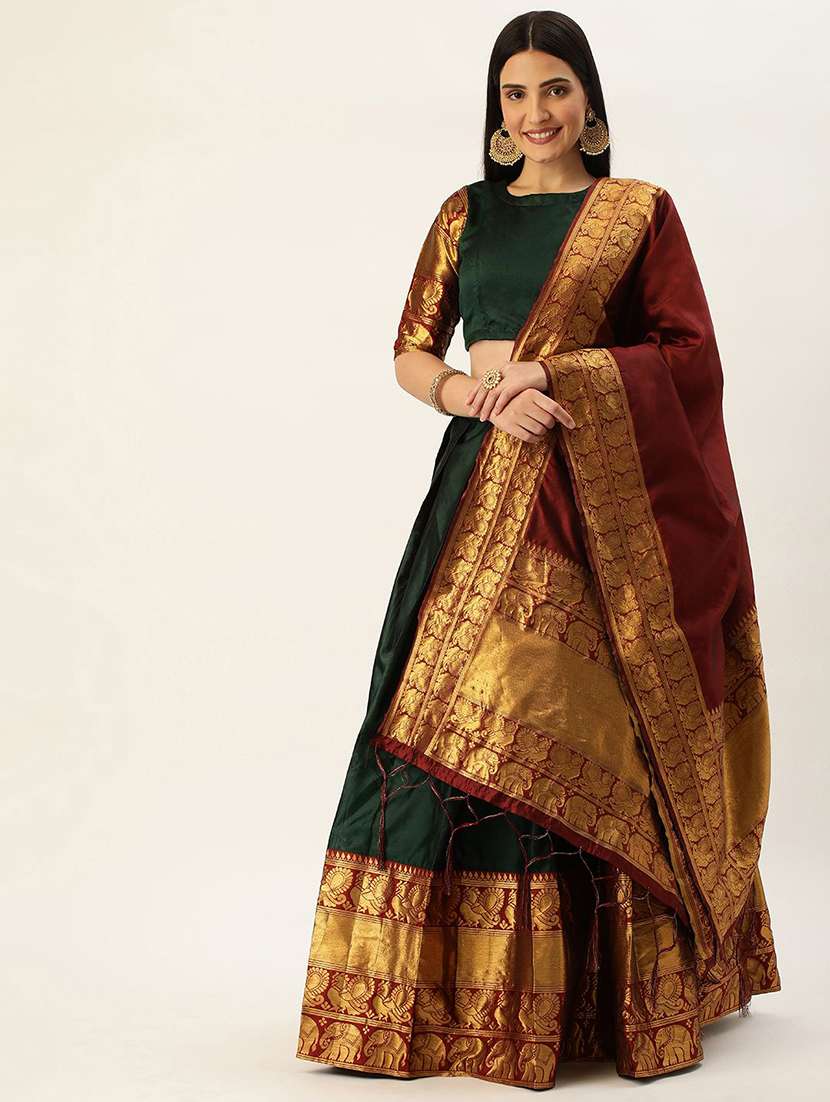 women self design flared stitched lehenga choli