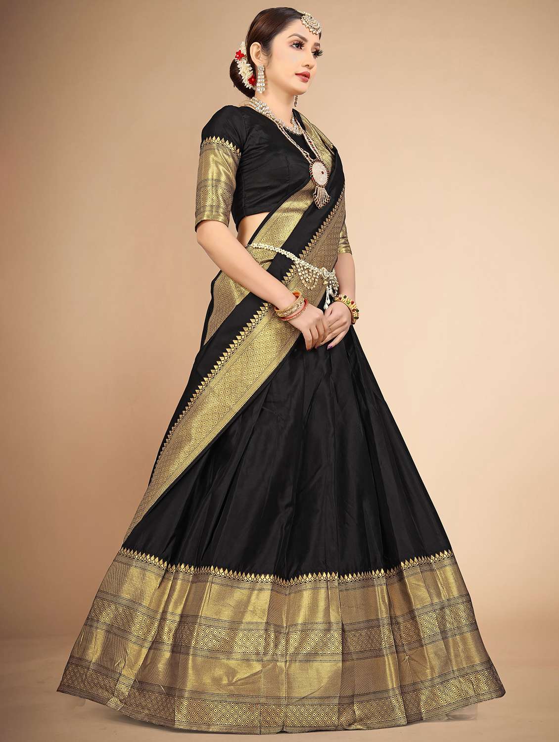 women self design flared unstitched lehenga choli - 22240926 -  Standard Image - 1