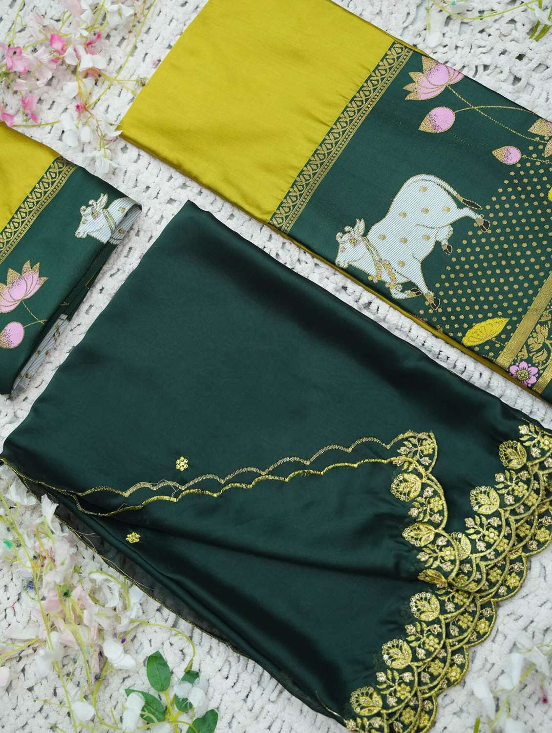 women self design south indian style unstitched lehenga choli - 22240938 -  Standard Image - 4