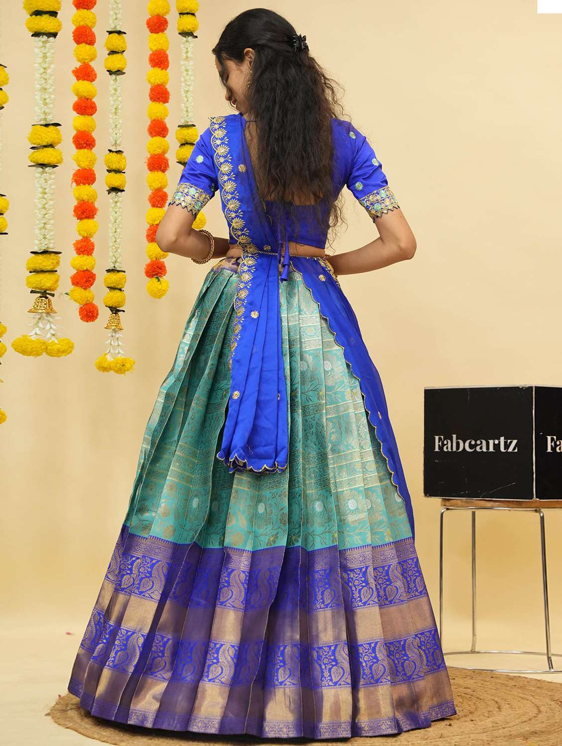 women self design south indian style unstitched lehenga choli - 22240943 -  Standard Image - 1