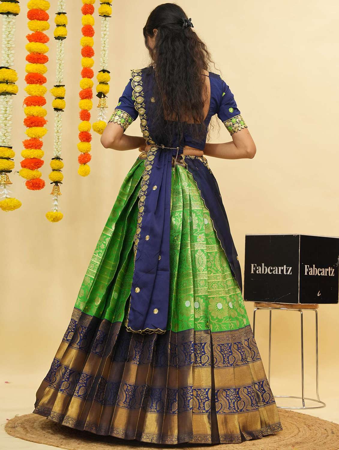 women self design south indian style unstitched lehenga choli - 22240944 -  Standard Image - 1