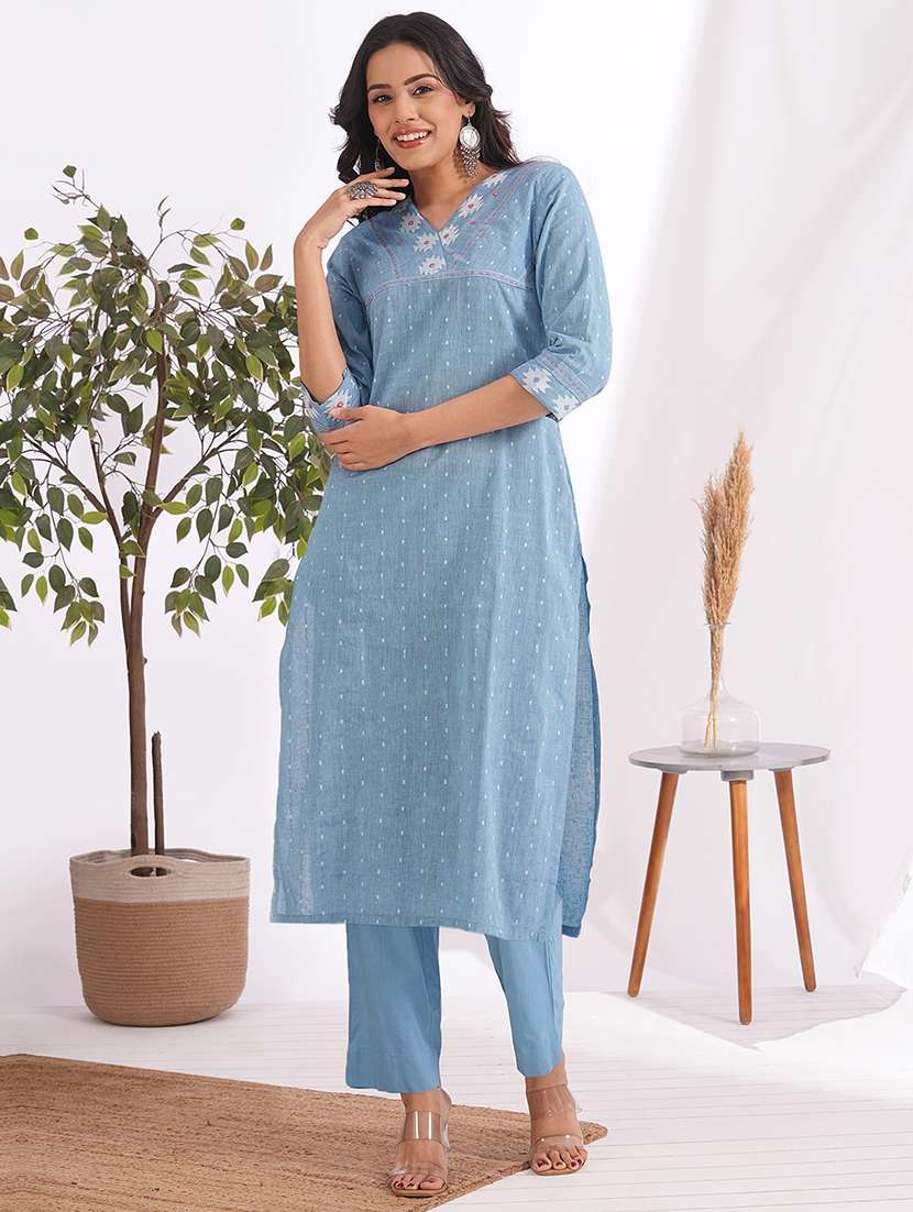 women self design three quarter sleeve kurta pant with dupatta set - 22240953 -  Standard Image - 4