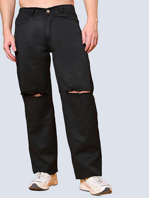 men slash knee mid rise relaxed fit jeans - 22240994 -  Standard Image - 0