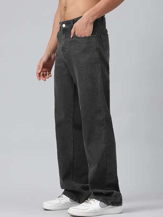 men plain mid rise baggy jeans