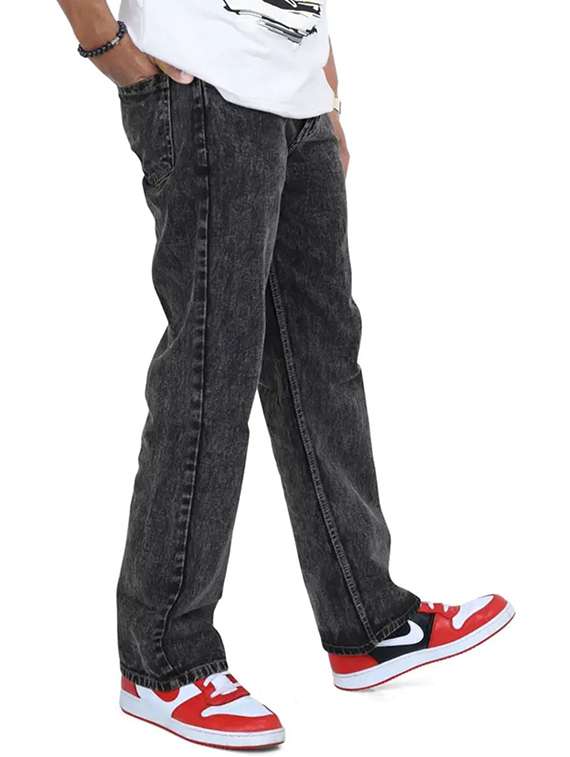 men plain mid rise straight fit jeans - 22241067 -  Standard Image - 1