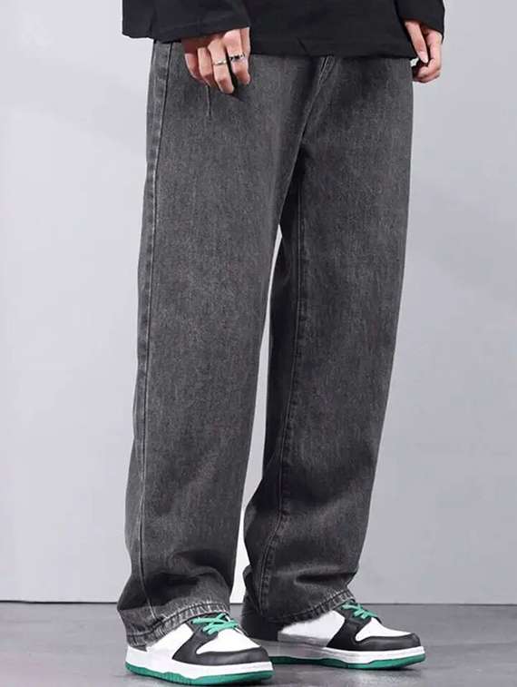 men plain mid rise baggy jeans