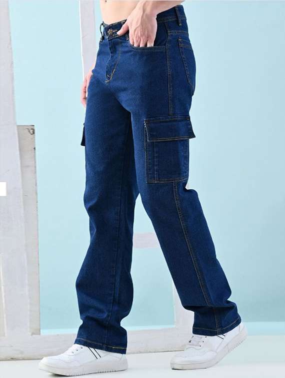 men solid mid rise regular fit cargo - 22241073 -  Standard Image - 1