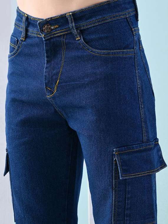 Men Solid Mid Rise Regular Fit Cargo - 22241073 -  Standard Image - 1
