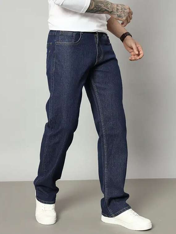 men plain mid rise straight fit jeans - 22241084 -  Standard Image - 1
