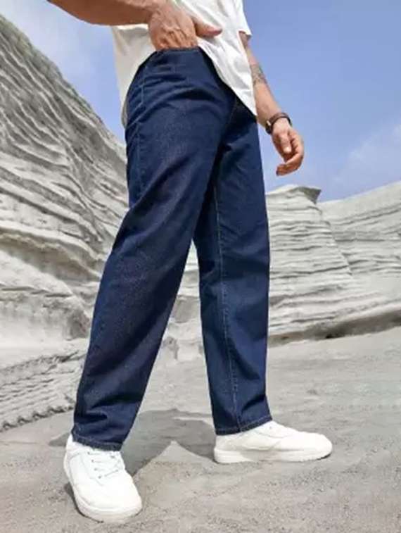 men plain mid rise straight fit jeans - 22241098 -  Standard Image - 1