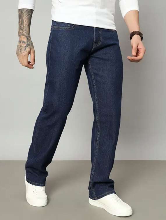 men plain mid rise relaxed fit jeans - 22241099 -  Standard Image - 1