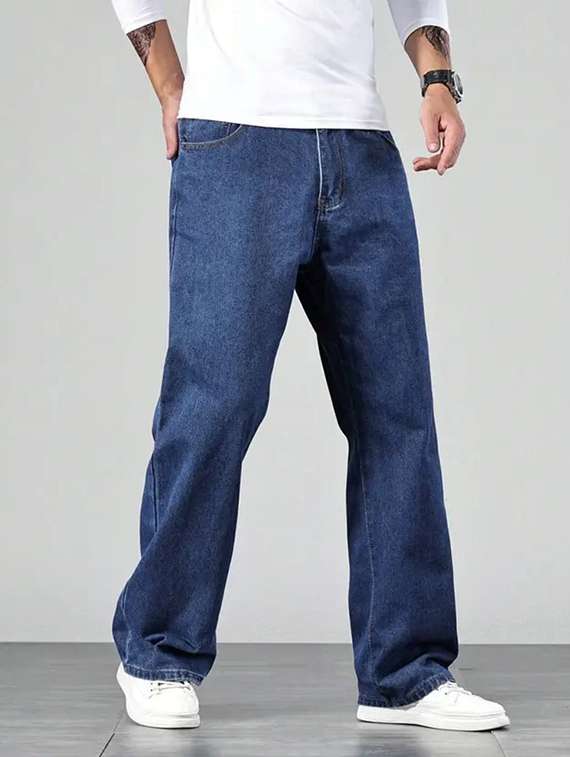 men plain mid rise relaxed fit jeans - 22241105 -  Standard Image - 1