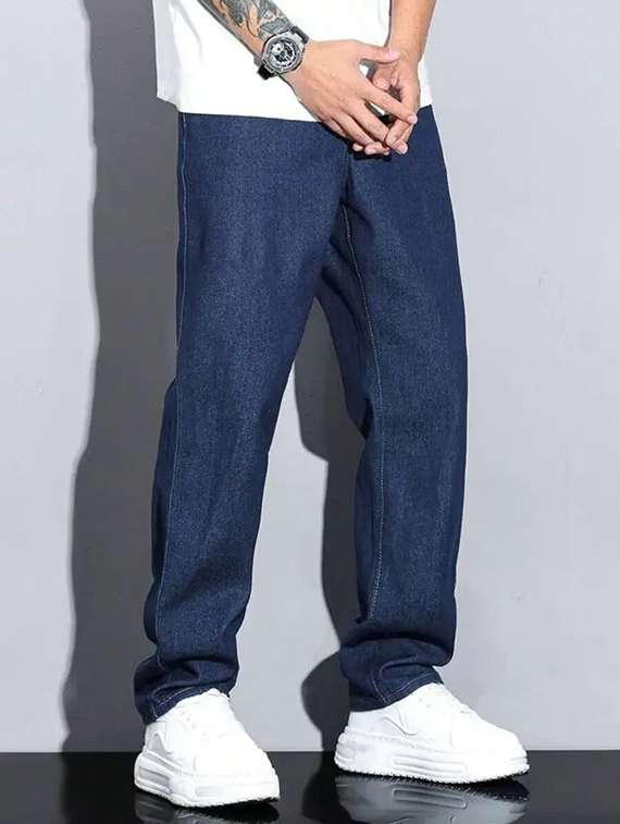 men plain mid rise relaxed fit jeans - 22241109 -  Standard Image - 1