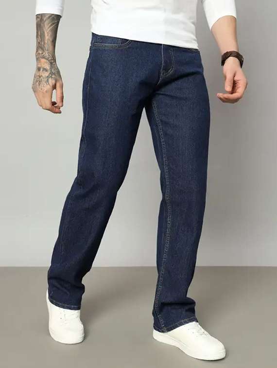 men plain mid rise relaxed fit jeans - 22241110 -  Standard Image - 1
