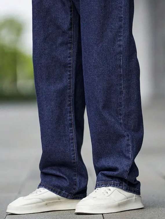 men plain mid rise baggy jeans - 22241112 -  Standard Image - 4