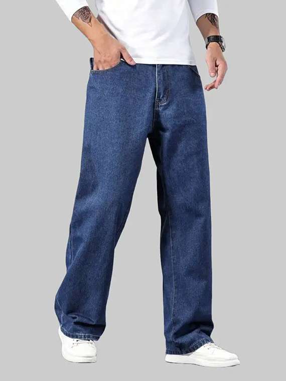 men plain mid rise relaxed fit jeans - 22241113 -  Standard Image - 1