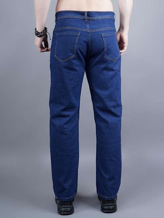 men plain mid rise straight fit jeans - 22241125 -  Standard Image - 1
