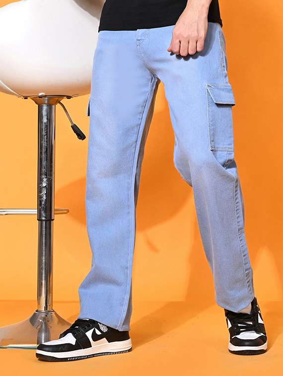 men washed mid rise relaxed fit cargo