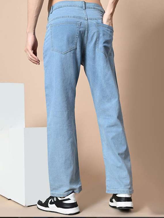 men plain mid rise straight fit jeans - 22241184 -  Standard Image - 1