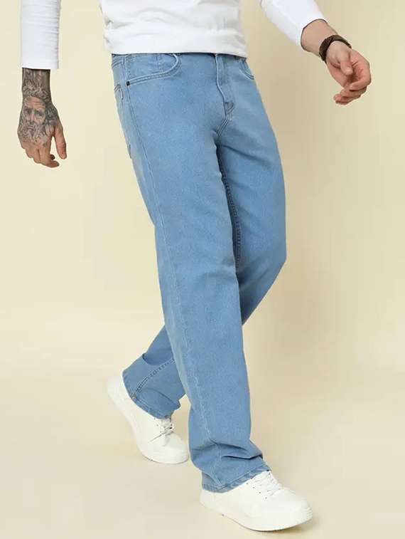 men plain mid rise relaxed fit jeans - 22241189 -  Standard Image - 1