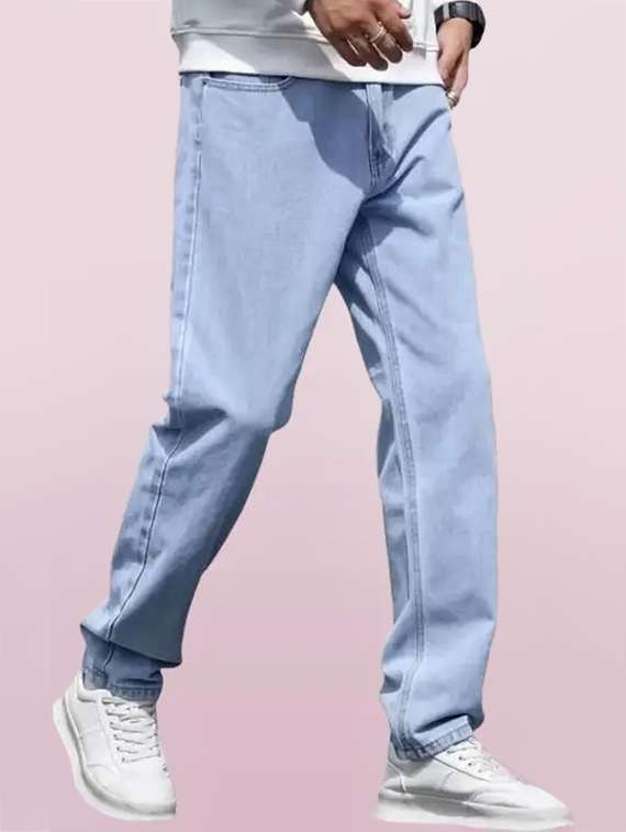 men plain mid rise relaxed fit jeans - 22241212 -  Standard Image - 1