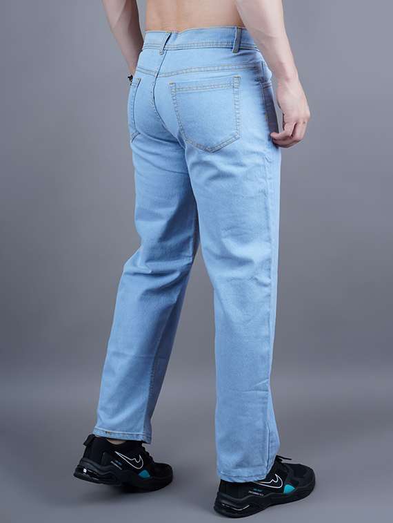 men plain mid rise straight fit jeans - 22241220 -  Standard Image - 1