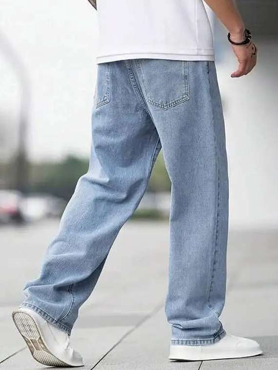 men plain mid rise relaxed fit jeans - 22241242 -  Standard Image - 1