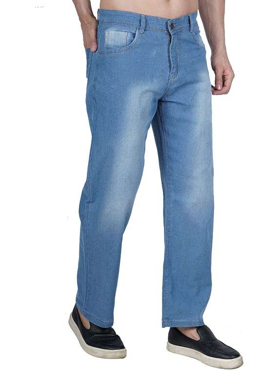 men washed mid rise relaxed fit jeans