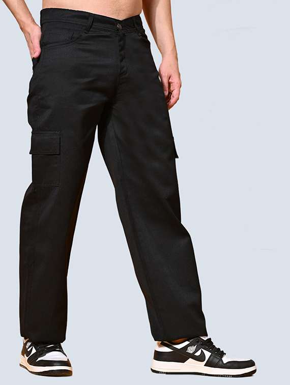 men solid mid rise relaxed fit cargo