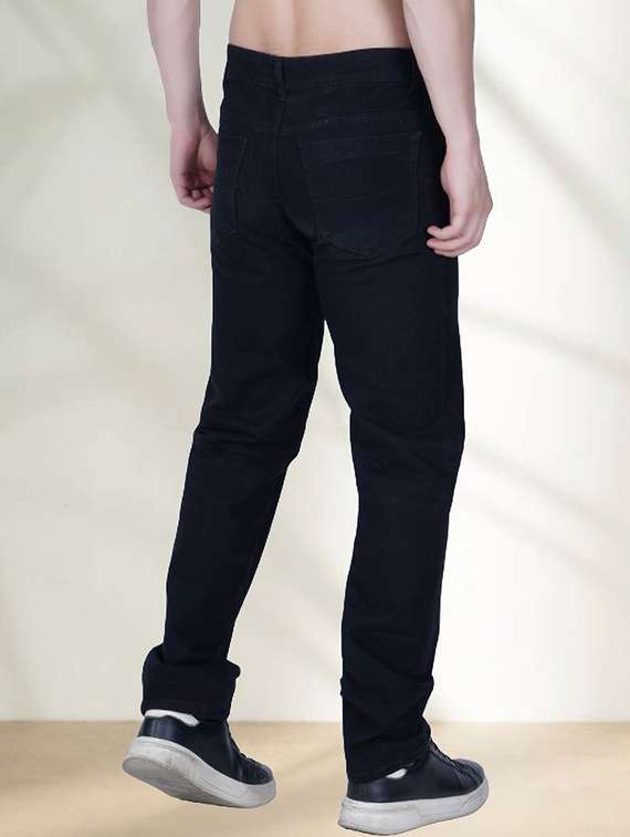 men plain mid rise straight fit jeans - 22241344 -  Standard Image - 1