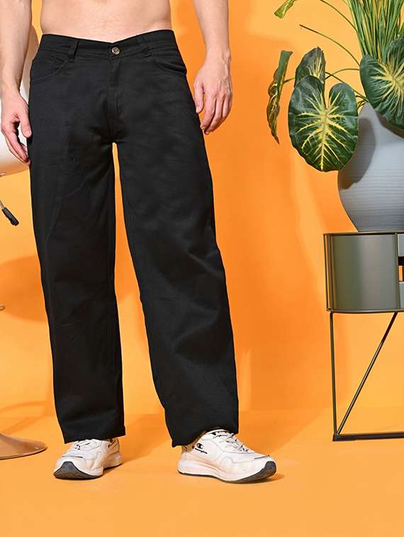 men plain mid rise relaxed fit jeans