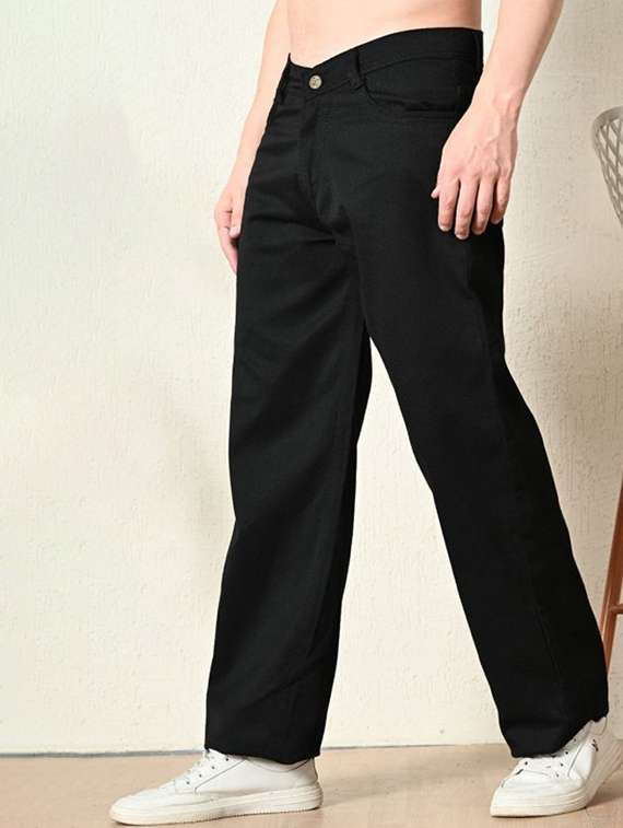 men plain mid rise relaxed fit jeans