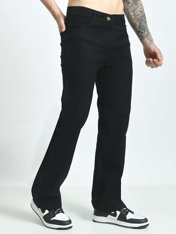 men plain mid rise bootcut jeans