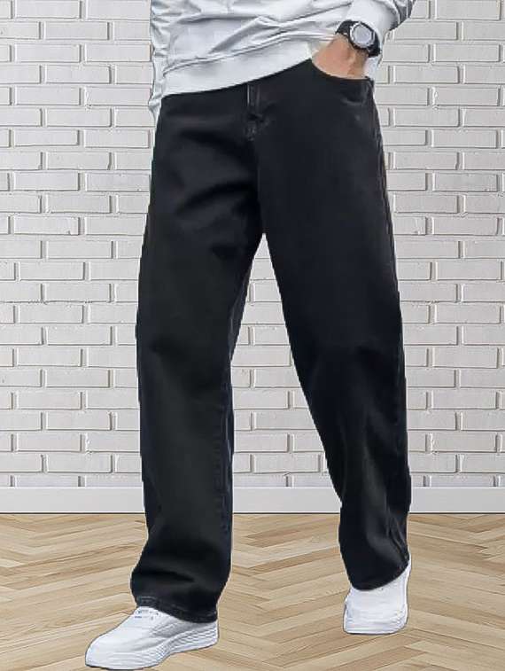 men plain mid rise relaxed fit jeans