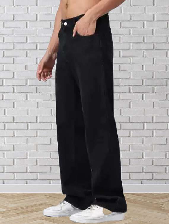 men plain mid rise relaxed fit jeans - 22241392 -  Standard Image - 1