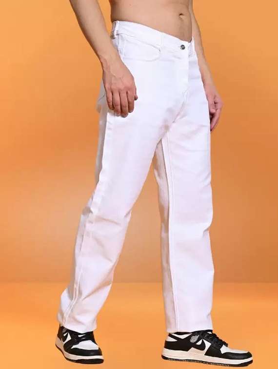 men plain mid rise straight fit jeans - 22241428 -  Standard Image - 1