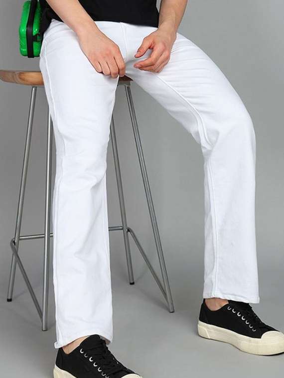 men plain mid rise straight fit jeans - 22241437 -  Standard Image - 1