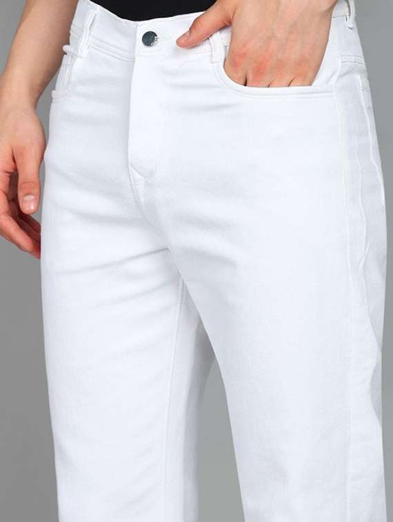 men plain mid rise straight fit jeans - 22241437 -  Standard Image - 4