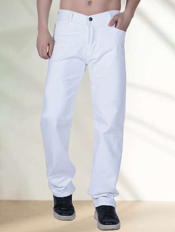 men plain mid rise relaxed fit jeans