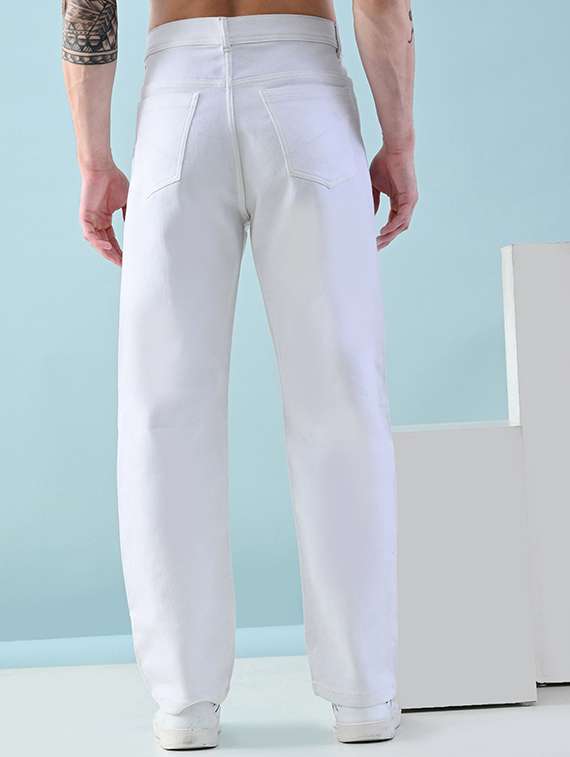 men plain mid rise straight fit jeans - 22241444 -  Standard Image - 1