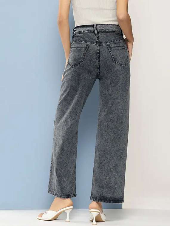 women solid high rise straight fit jean - 22241483 -  Standard Image - 1